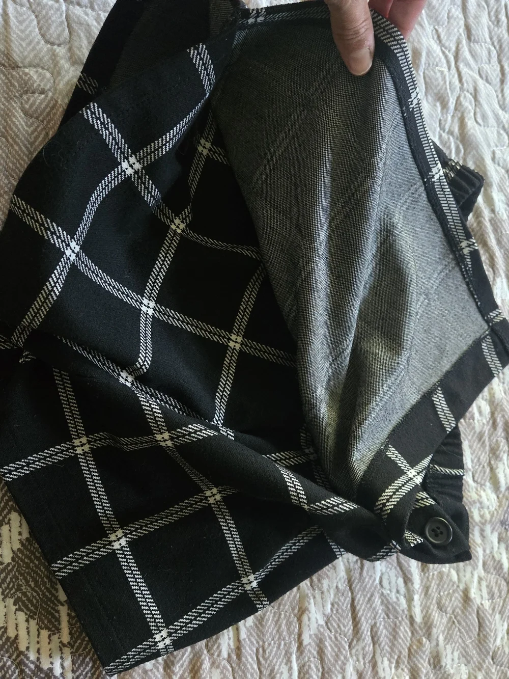 Old Navy Black Plaid Skort with Button Detail